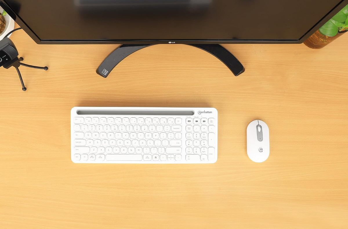 Manhattan Kit de Teclado y Mouse inalámbricos con conexión Dual USB y Bluetooth