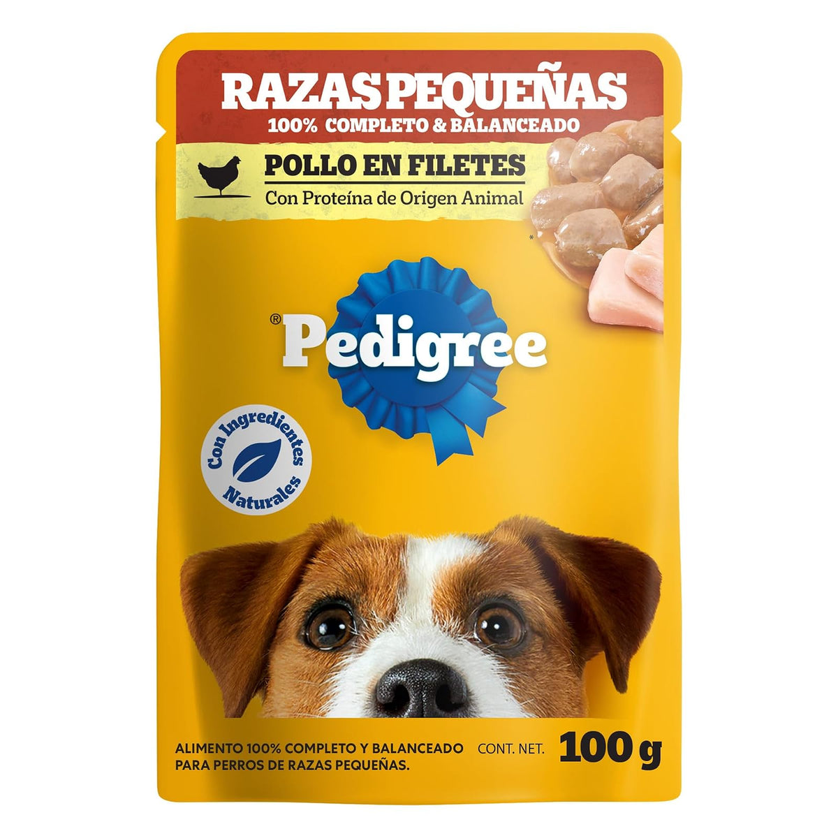 Pedigree - Sobres para Perro, Raza Pequeña, Sabor Pollo, con Ingredientes Naturales, Proteínas y Fibra, 24 Sobres, 100g c/u