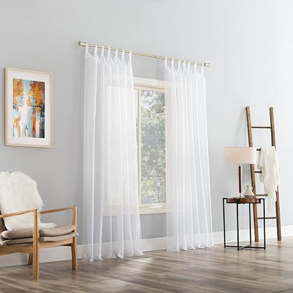 No. 918 Andorra Collection Panel de cortina transparente con flores aplastadas, Blanco, 59" x 95", 1, 1