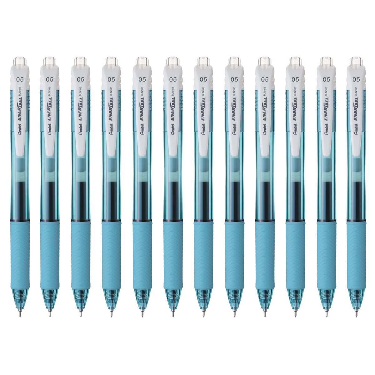 Pentel EnerGel-X Bolígrafo Retráctil Tinta Gel 0.5 mm, 12 Piezas - Azul Pastel