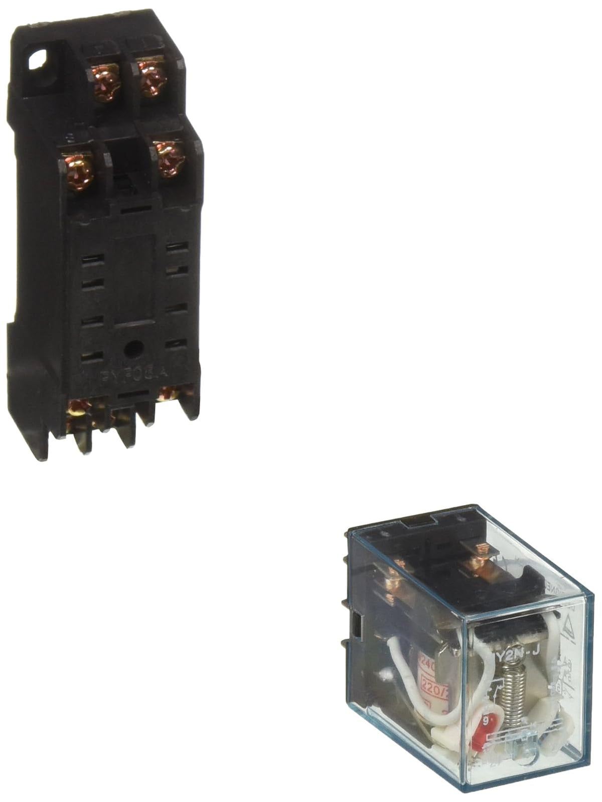 Uxcell a15011200ux0375 Relé de potencia electromagnético de carril DIN DPDT de 8 pines con enchufe DYF08A, CA 220 V/240 V
