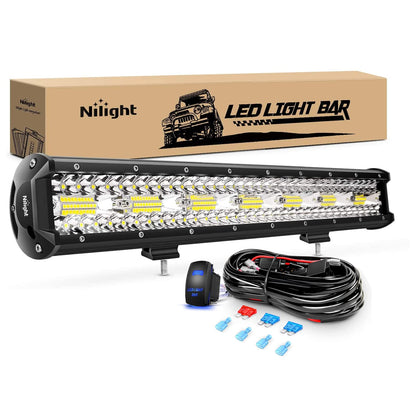 Nilight Barra de Luces LED de Trabajo para Todo Terreno, Varias Medidas - 20Inch Lights + Wiring Harness