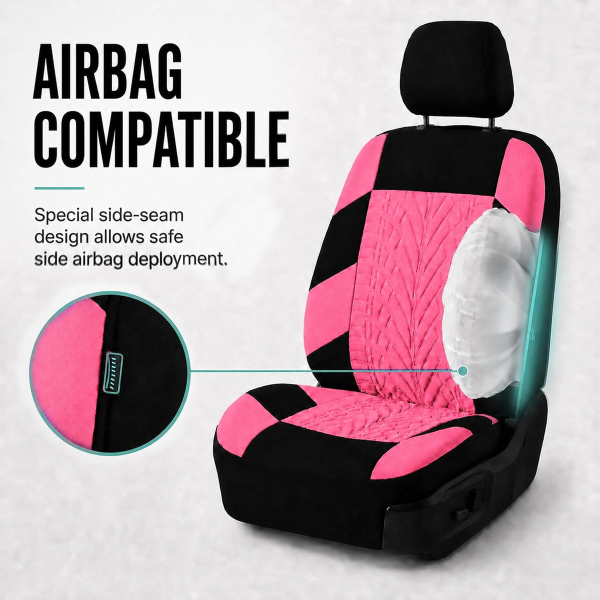 FH Group - Juego Completo de Fundas de Asiento de Automóvil de Tela Premium, Ajuste Universal, Funda de Asiento para automóvil, Fundas de Asiento Delantero Trasero bajo, Compatible con Bolsas de Aire,