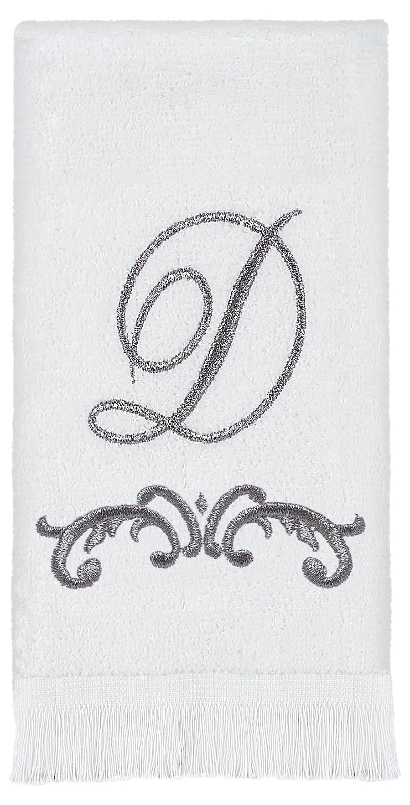 Avanti Linens - Toalla de Punta de los Dedos, Toalla de algodón Suave y Absorbente, diseño de Desplazamiento, decoración de Estilo cursivo (colección de monogramas, Inicial D) - D - Punta de los dedos