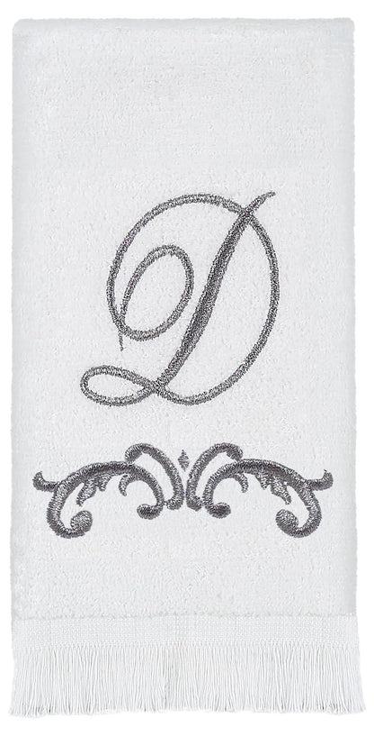Avanti Linens - Toalla de Punta de los Dedos, Toalla de algodón Suave y Absorbente, diseño de Desplazamiento, decoración de Estilo cursivo (colección de monogramas, Inicial D) - D - Punta de los dedos