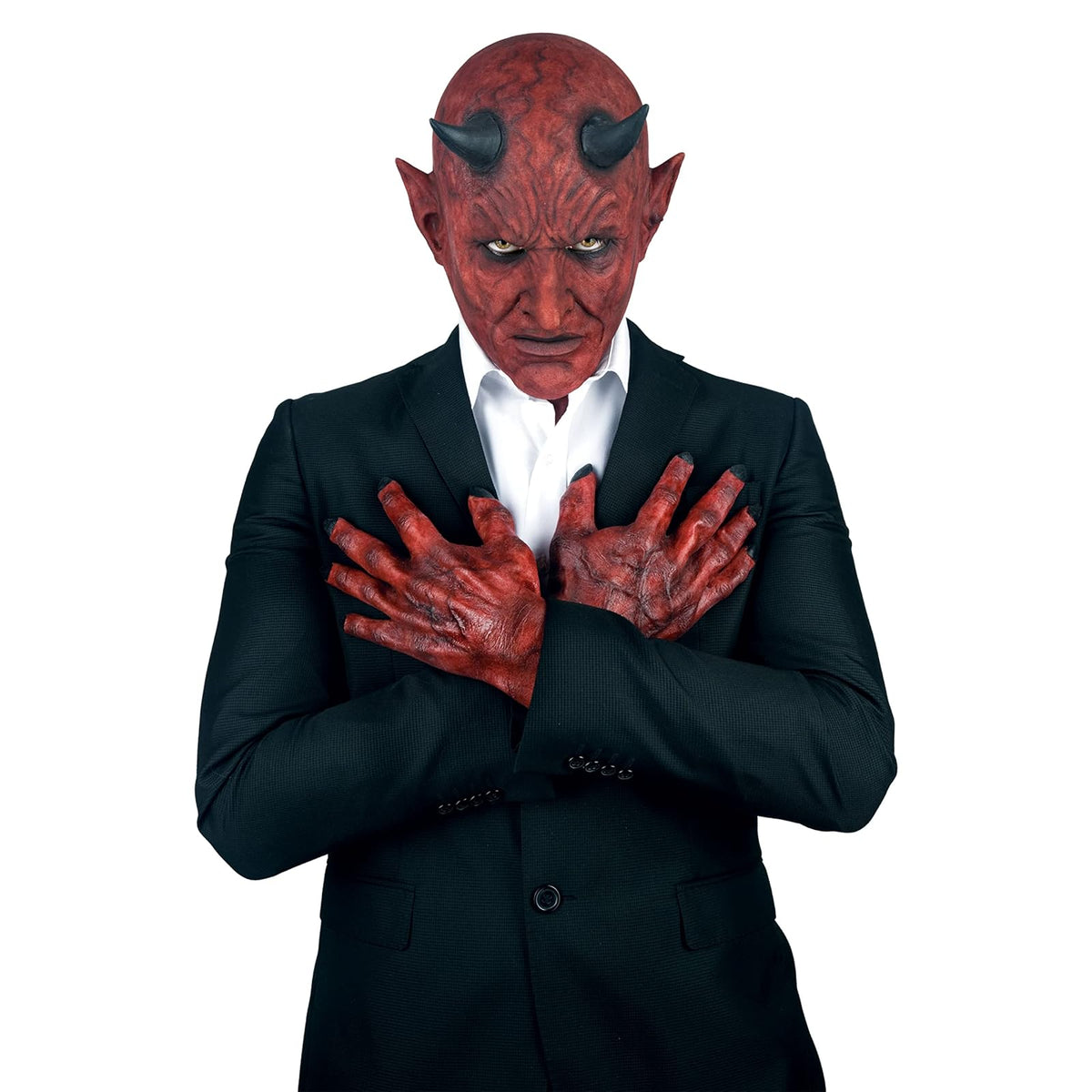 Ghoulish Productions Manos de Lucifer, Guantes Rojos de Látex de Diablo, Manos Rojas de Demonio Ideal para Halloween, Fiesta de Disfraces y Conciertos