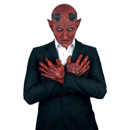 Ghoulish Productions Manos de Lucifer, Guantes Rojos de Látex de Diablo, Manos Rojas de Demonio Ideal para Halloween, Fiesta de Disfraces y Conciertos