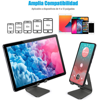 TXG Universal Soporte Celular, Soporte de Tablet Multiángulo, Base Tablet Compatible con Tablet/Teléfono Celular Inteligente, Base para Celular Plata (Negro)