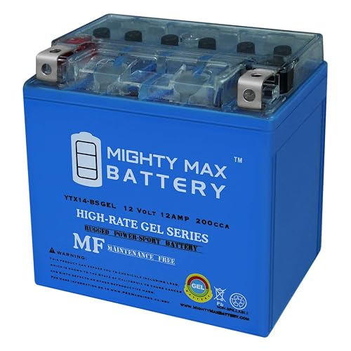 Mighty MAX Battery Batería YTX14-BSGEL -12 voltios 12 AH, 200 CCA, batería Recargable sin Mantenimiento SLA AGM para Motocicleta