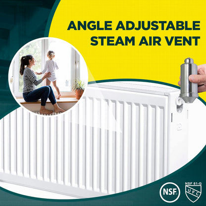 Midline Valve 6J3I5-5 - Ventilación de aire para radiador de vapor, válvula reguladora de calor, montaje en ángulo ajustable, 1/8 pulgadas, MIP, acero chapado en cromo (paquete de 5)