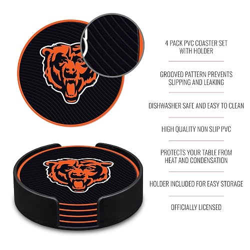 Rico Industries NFL Football Chicago Bears Classic Favorites: Juego de Posavasos de PVC (Paquete de 4)
