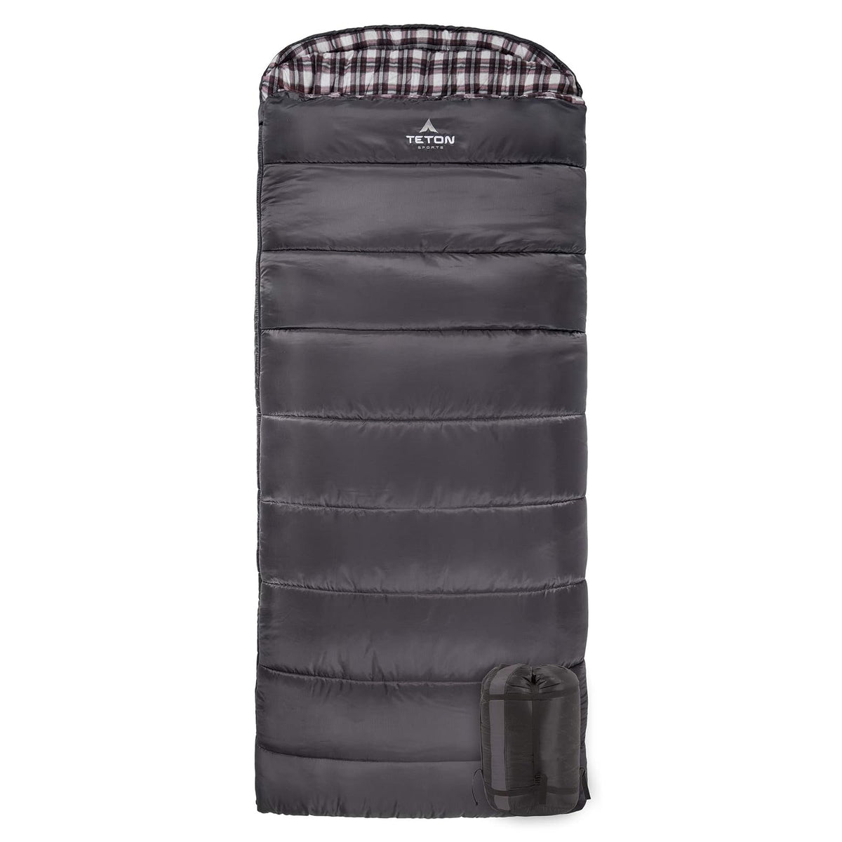 TETON Sports Fahrenheit Regular 18C, Bolsa de Dormir, se Incluye Saco para Guardar - Grey - Red - 80-Inchx 33-Inch, Left Zip