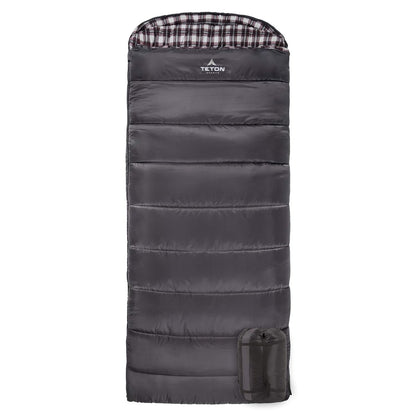 TETON Sports Fahrenheit Regular 18C, Bolsa de Dormir, se Incluye Saco para Guardar - Grey - Red - 80-Inchx 33-Inch, Left Zip