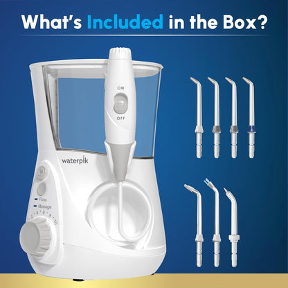 Waterpik Irrigador Dental - Aquarius Professional, WP-660 Blanco | Blanco, 1 unidad, 7 boquillas, modo de masaje, depósito de agua grande
