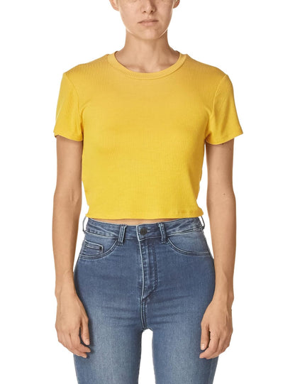 BCBGeneration Short Sleeve Baby Cropped Knit Top CamisetaMujer