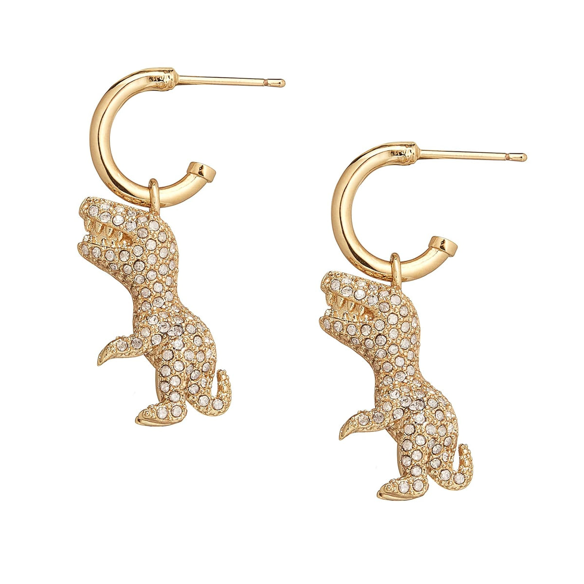 COACH - arete colgantes con dije pavé Rexy para mujer, Una talla, Latón Vidrio, No es una piedra preciosa
