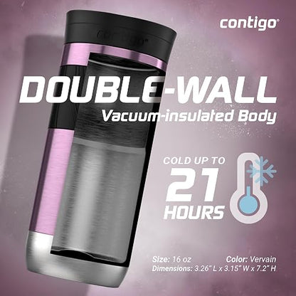 Contigo Vaso Térmico Acero Inoxidable 473 ML Lila Gloss Antiderrames Byron 2.0 Caliente Hasta por 9 Horas Libre de BPA