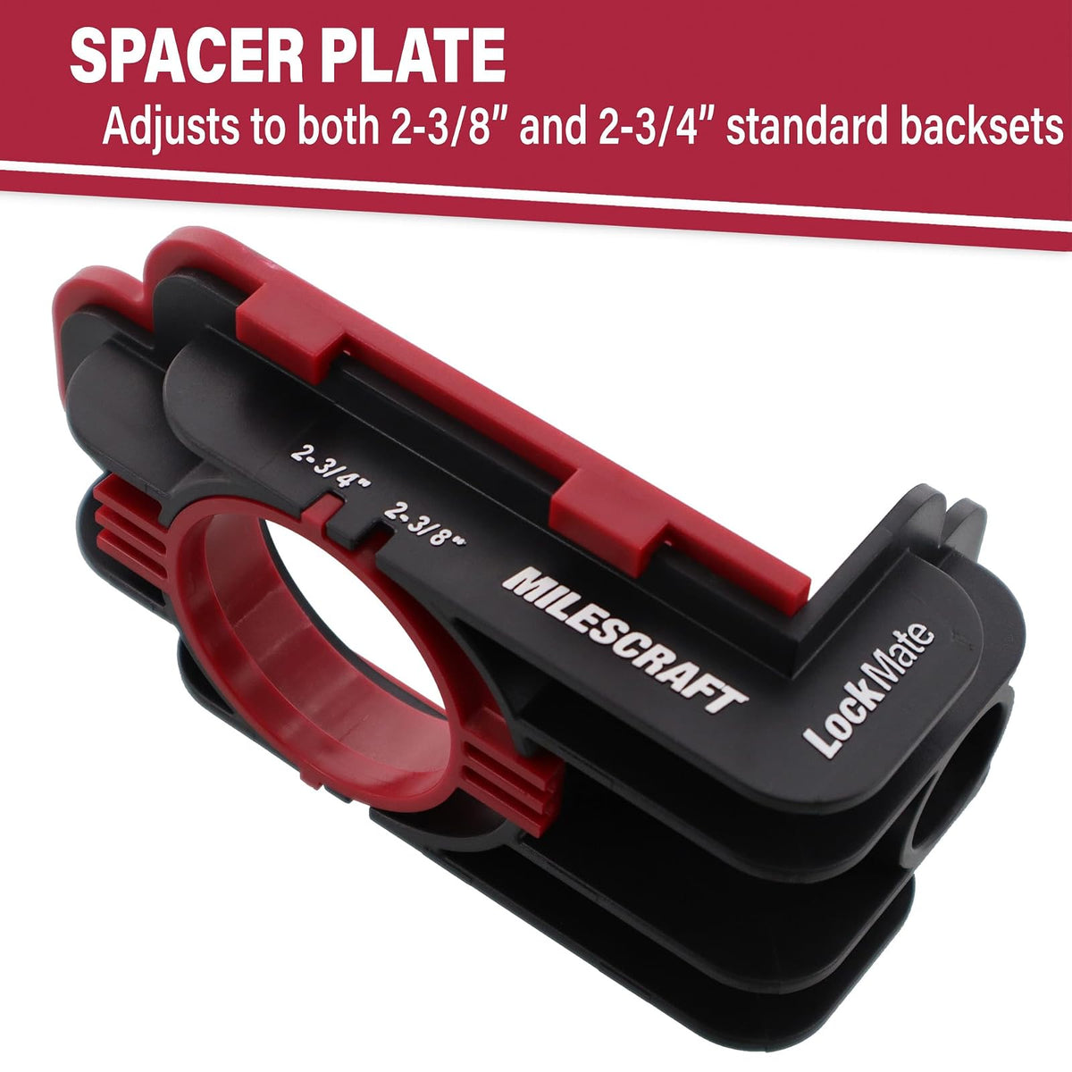 Milescraft 1337 Lock Mate - Kit de instalación de cerradura de puerta con plantilla para puertas de madera/metal, 1-3/8 pulgadas a 1-3/4 pulgadas de grosor. Sierras bi-metálicas de cobalto incluidas