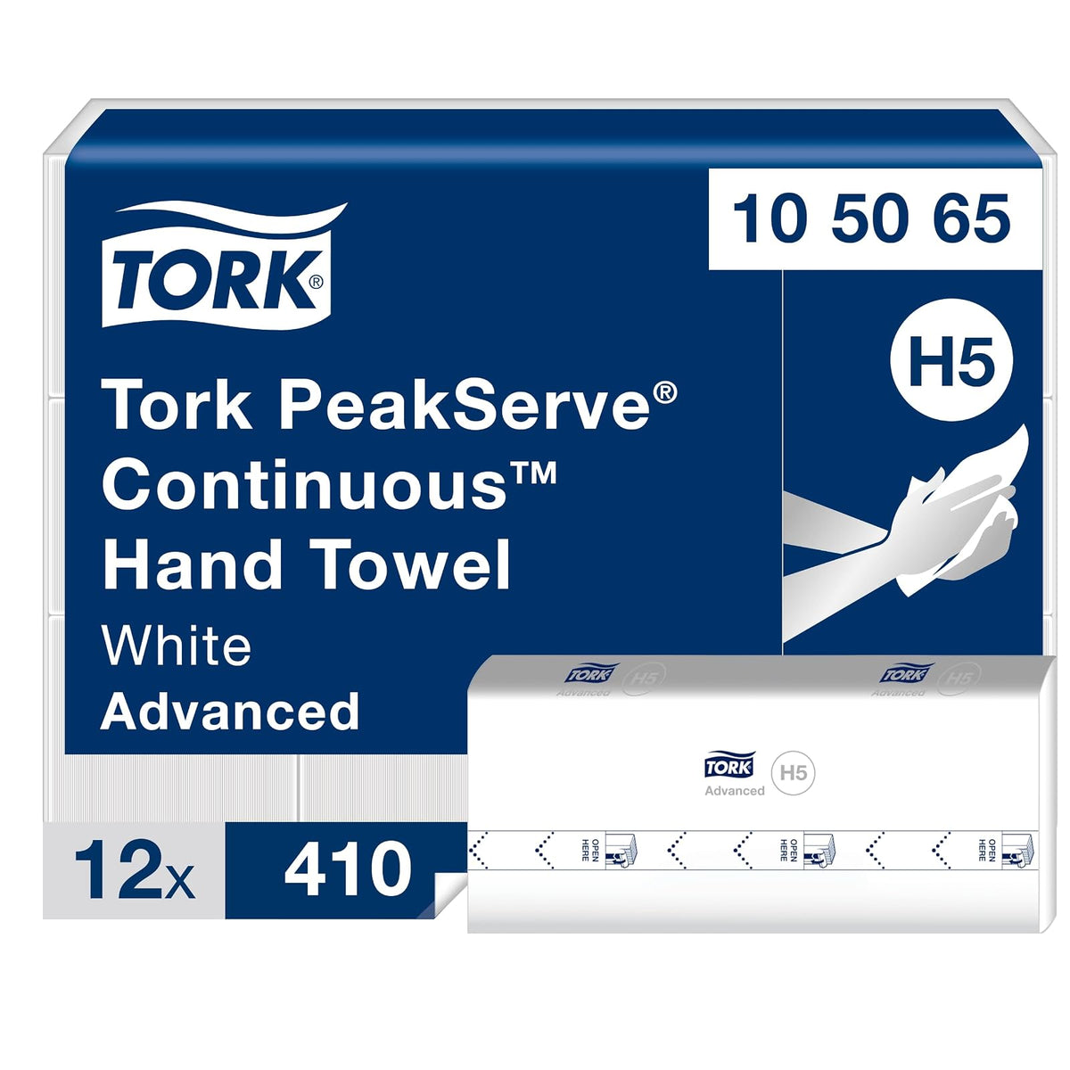 Tork PeakServe - Toalla de mano continua H5, avanzada, comprimida, 12 x 410 hojas, 105065
