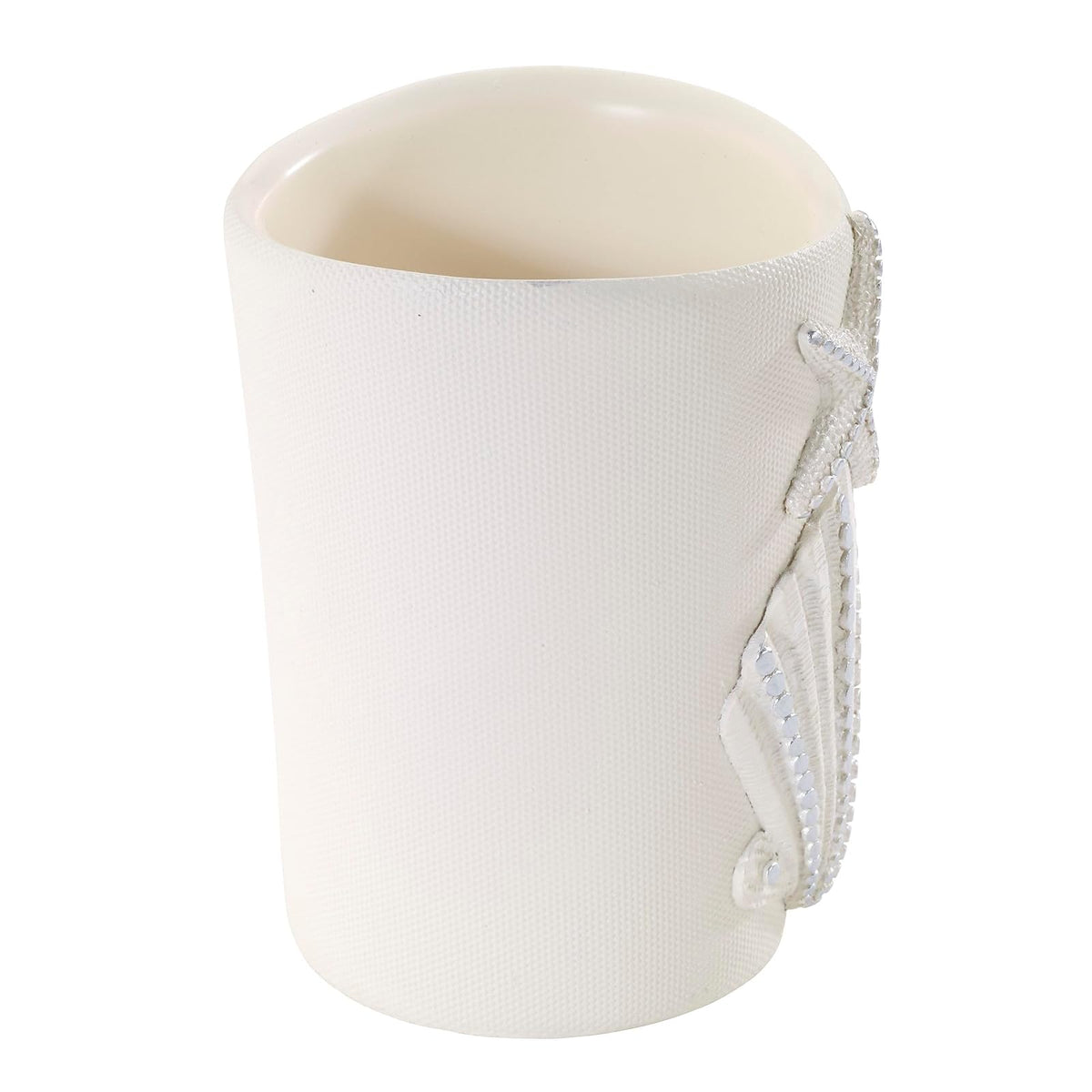 Avanti Linens - Vaso Organizador de encimera, Accesorios de baño inspirados en Conchas Marinas, artículos Esenciales para el baño de Invitados (colección de Conchas de Lentejuelas)
