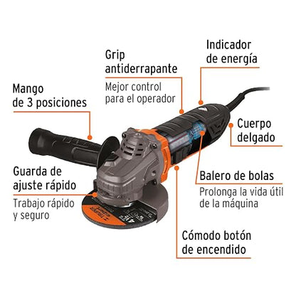 Truper ERGO-45110 Esmeriladora angular 4-1/2" 1100 W, ERGO PRO, Truper