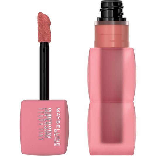 Maybelline Super Stay Teddy Tint, Tinta para Labios Mate Difuminado, Larga Duración 12 Horas, Textura Suave, No Transfiere, A Prueba de Bebidas y Besos, Tono Ribbon Tied, 5 ml