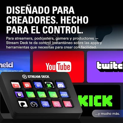 Elgato Stream Deck MK.2, controlador de estudio | Acciones de activación en OBS, Twitch, YouTube y más, comentarios visuales, cientos de complementos, funciona con Mac y PC