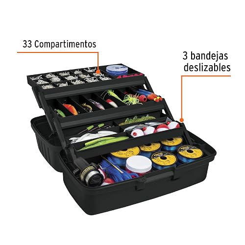 Truper CPE-16N, Caja para pesca fabricada en polipropileno, 16", negro
