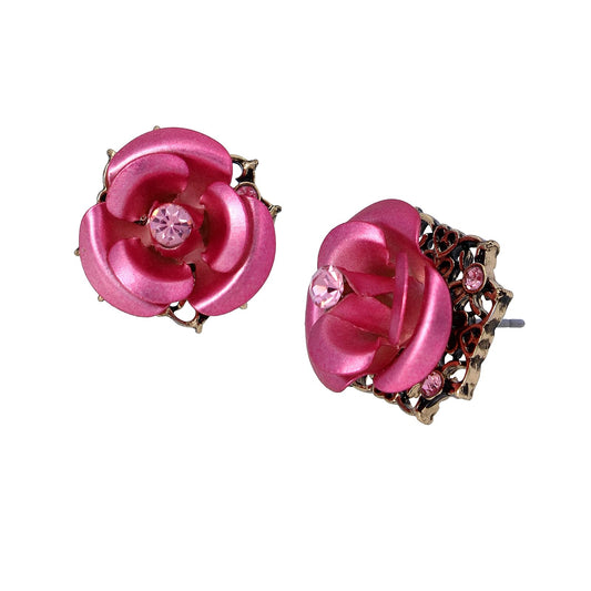 Betsey Johnson arete de tuerca de rosa