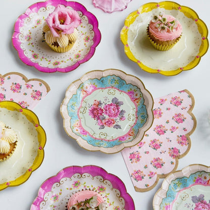 Talking Tables Platos de fiesta de té floral clásico | Paquete de 24 vajilla desechable de 7 pulgadas verdaderamente deliciosa para fiesta de cumpleaños, baby shower, boda, aniversario