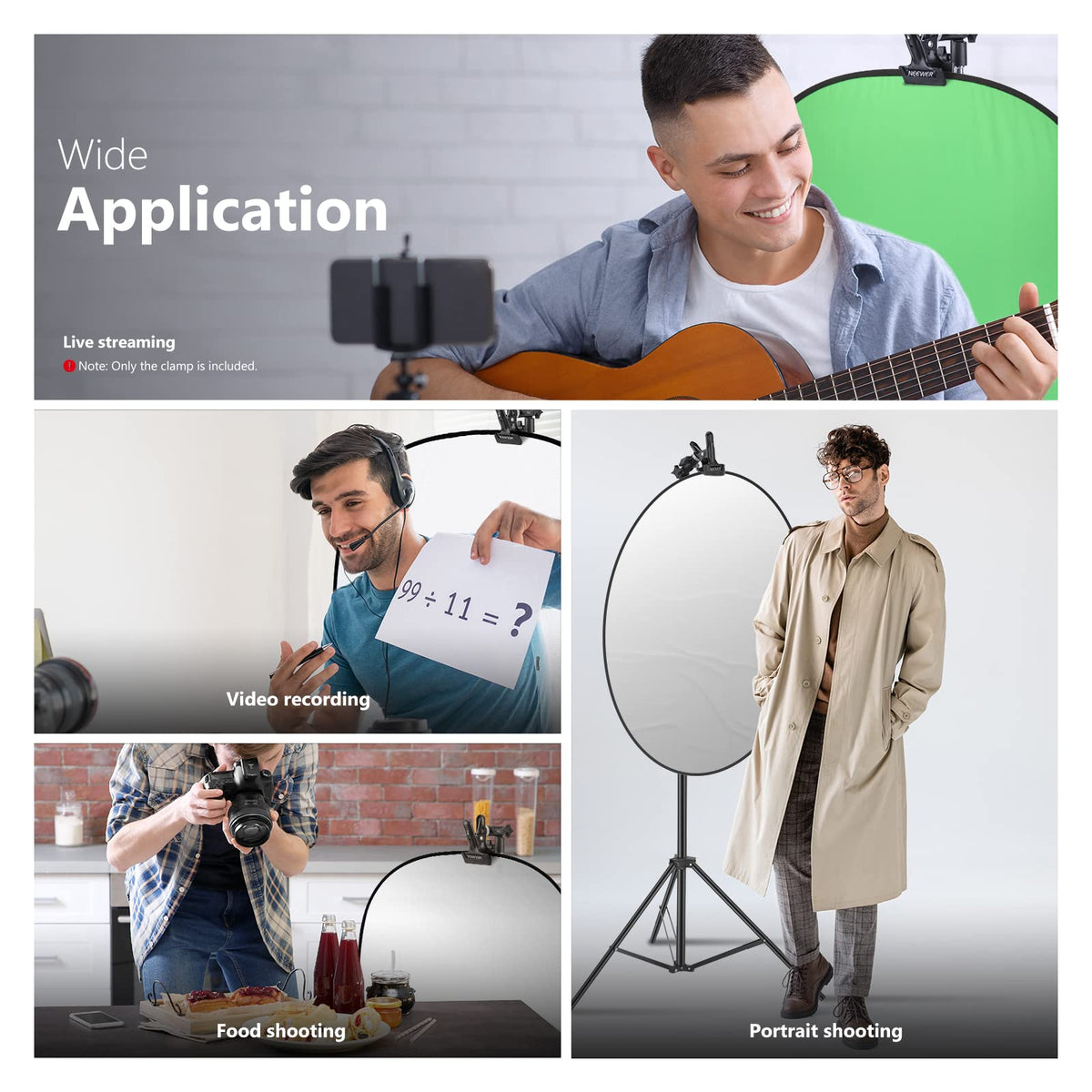 NEEWER Estudio Fotográfico Resistente Metal Pinza Soporte para Reflector | con 5/8" Soporte de Luz Attachment