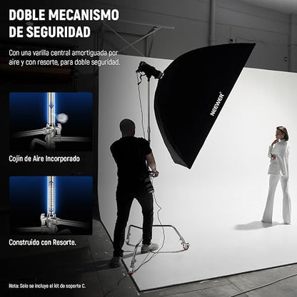 NEEWER C Stand Luz Resistente 3,4m Trípode Soporte de Fotografía de Metal con Amortiguador de Resorte Integrado y 1/4" Tornillo para Iluminación LED de Estudio y Cámara DSLR, Carga Máxima: 10kg, Negro