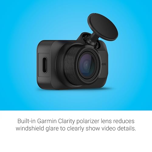 Garmin Dash CAM Mini 3 | Graba video HD 1080P con un campo de visión de 140 grados, cámara de tablero ultracompacta y de tamaño clave, control de voz