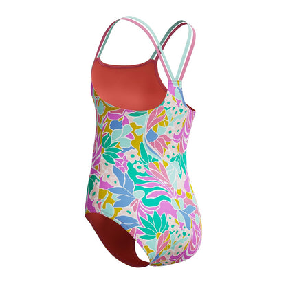 Speedo - Traje de baño para niña, con Espalda Cruzada, 1 Pieza