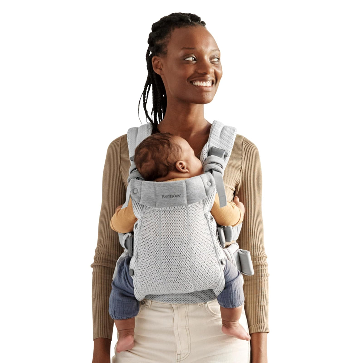 BabyBjörn Portabebé Harmony Malla 3D Crema - Plata - Malla 3D