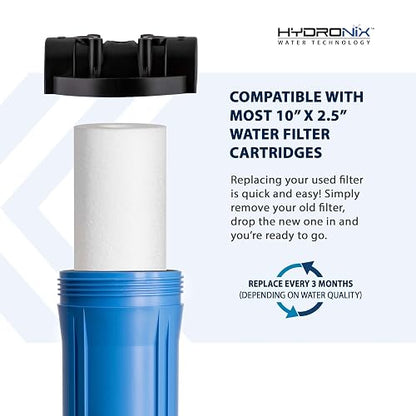 Hydronix SDC-25-1005 Cartucho de filtro de agua para sedimentos de ósmosis inversa RO para toda la casa, 2.5 x 10 pulgadas, 5 micras (paquete de 2)