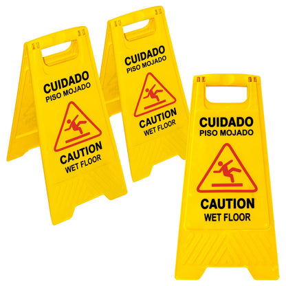 Livingreen Pack de 3 Señalamientos de Piso mojado Plegable y Fácil de colocar | Aviso de Seguridad | Señalamiento para Pisos recién Limpios | Letrero Advertencia