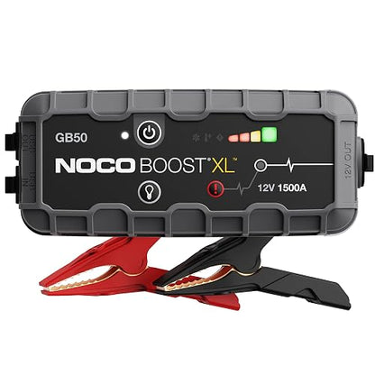 NOCO Boost GB50: Arrancador de batería de Auto 1500A – Booster de Litio portátil 12V, Power Bank y Cables para Pasar Corriente – para Motores de Gasolina hasta 7.0L y diésel hasta 4.5L
