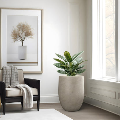 Kante - Maceta de hormigón Alto, 21.7 Pulgadas de Altura, Gran Maceta para Interiores y Exteriores, con Agujero de Drenaje para Patio, jardín, hogar, decoración Moderna para Flores y árboles