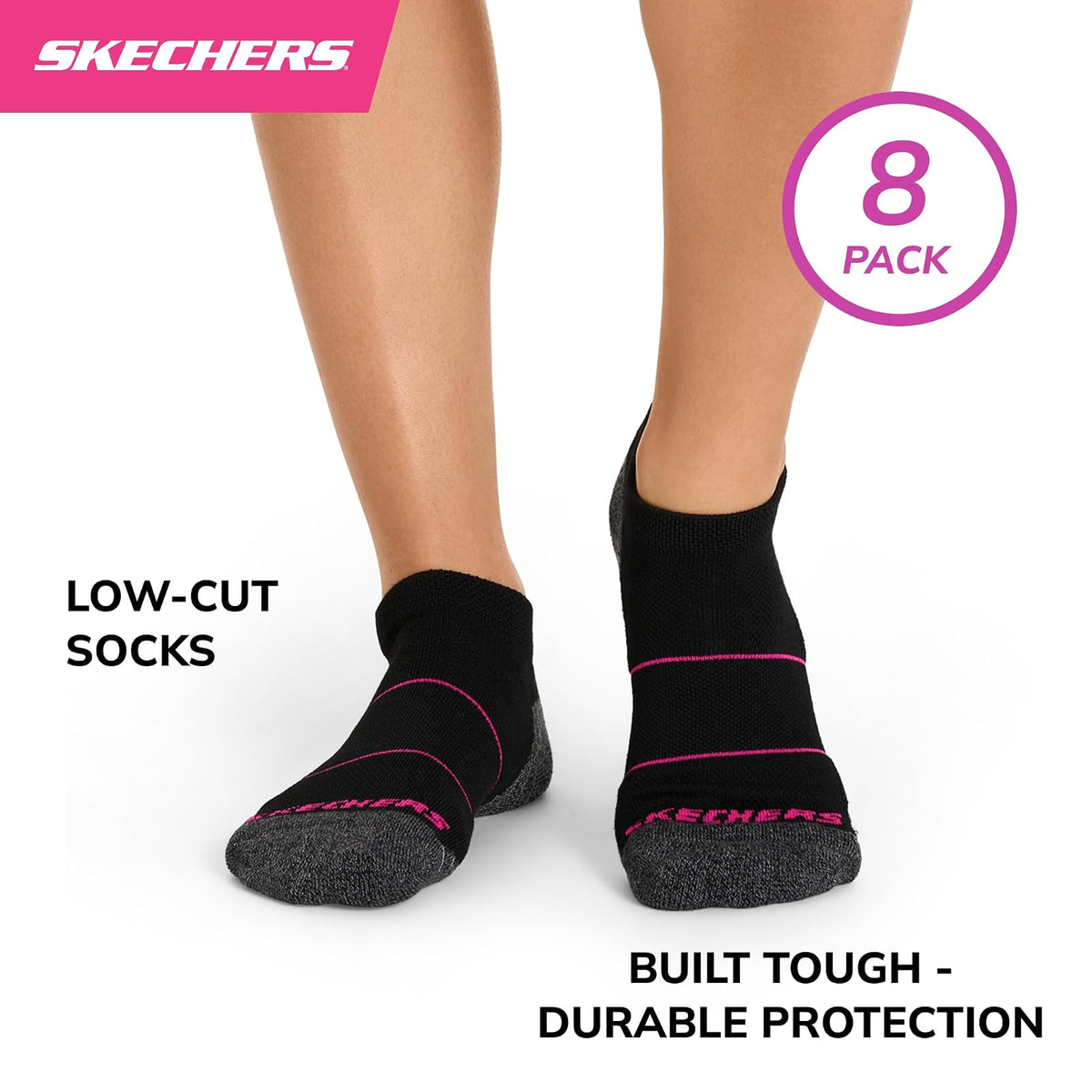 Skechers 8-pack Work Collection Low Cut Socks, Extended Cushion & Mesh Ventilation Calcetines Mujer