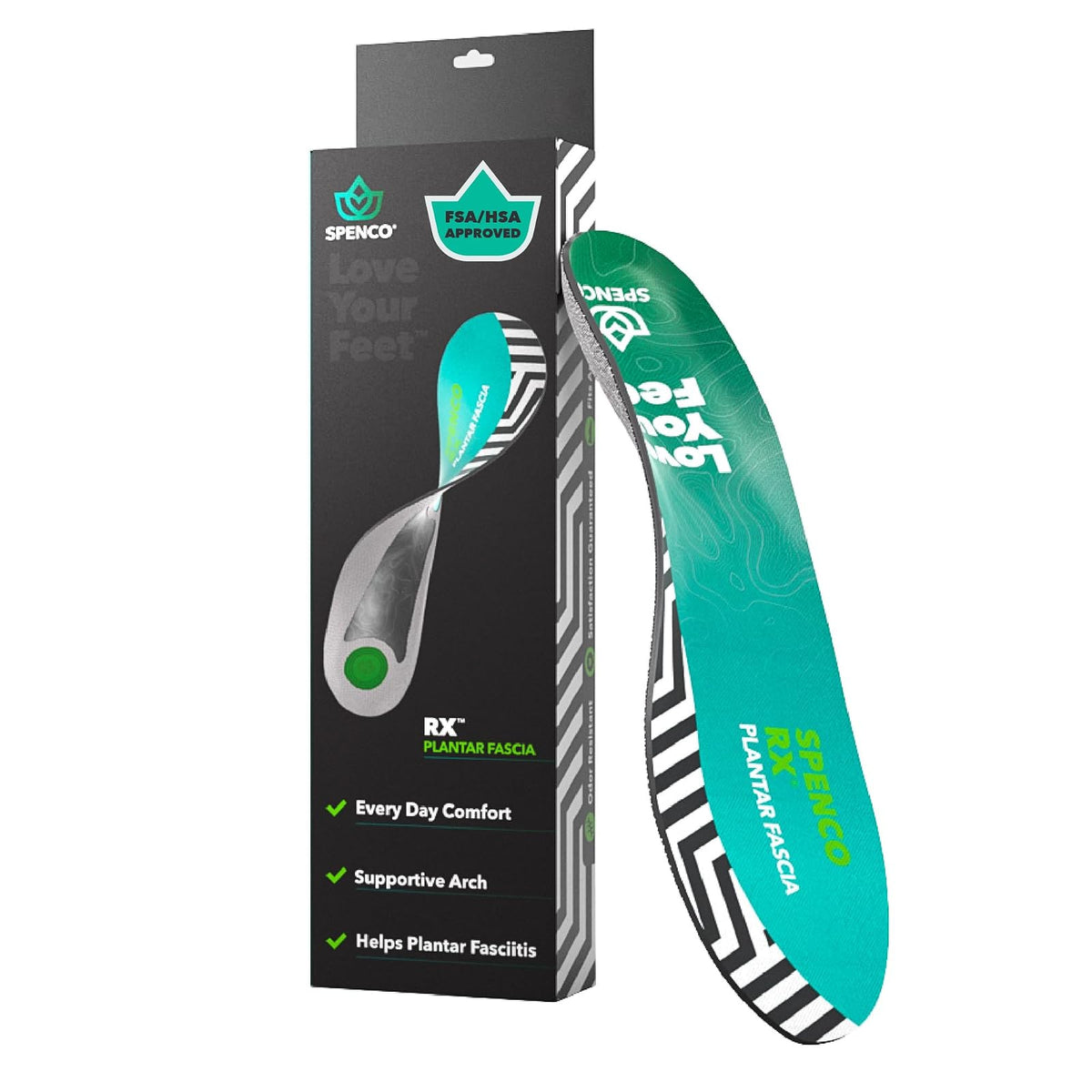 Spenco RX - Plantillas para fascias plantares de longitud completa para hombre, talla 7-13