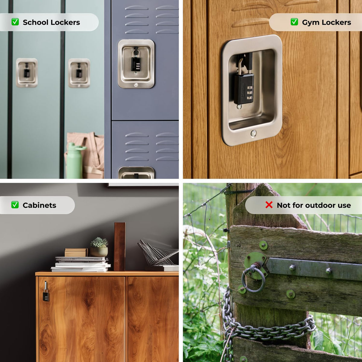 Master Lock Candado de Combinación Negro, Cerradura de Casillero de Gimnasio Interior con Código Personalizable de 3 Dígitos para Equipaje, Mochilas, Gabinetes, Paquete de 2, 647EC2