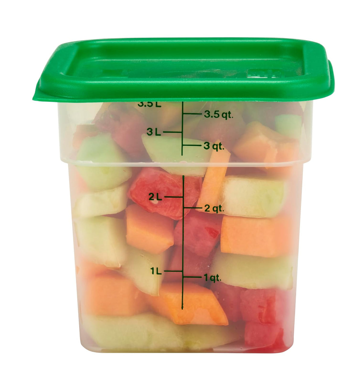 Cambro Contenedor Cuadrado 4 Cuartos Translúcido con Tapa Verde