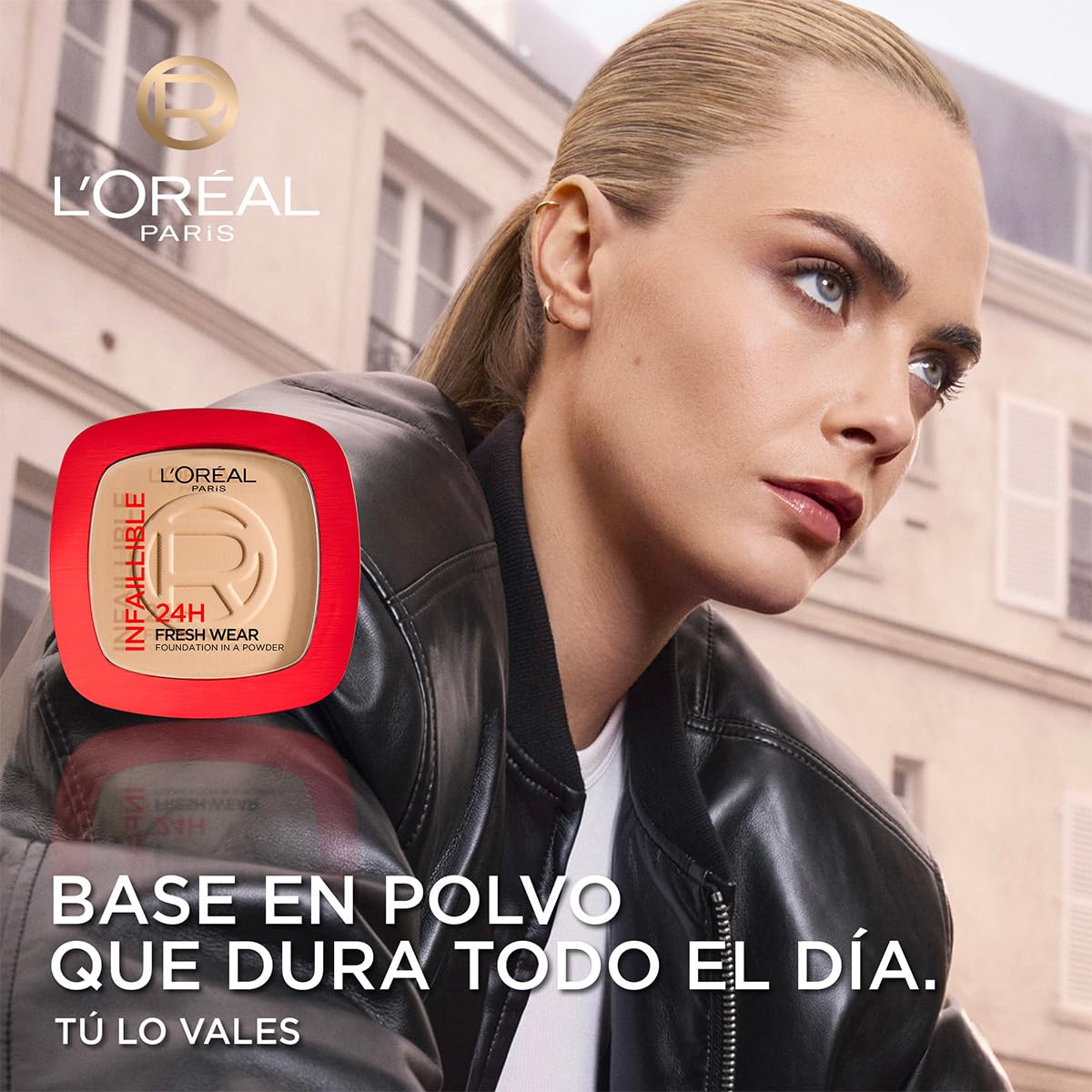 L'Oréal Paris Infallible 24h Freshwear Base de Maquillaje en Polvo de Larga Duración y Alta Cobertura, Tono 140 Golden Beige, 9g