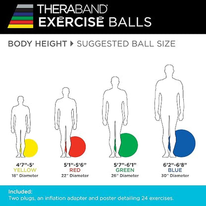 Theraband - Pelota de Ejercicio y Estabilidad para Mejorar la Postura, el Equilibrio, el Ajuste Central, la coordinación, la rehabilitación