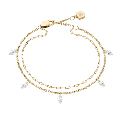 Pulsera Fossil JF04895710 Ellis de acero inoxidable en tono dorado para mujer