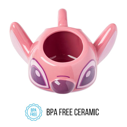 Silver Buffalo Lilo and Stitch Angel - Taza esculpida 3D de cerámica