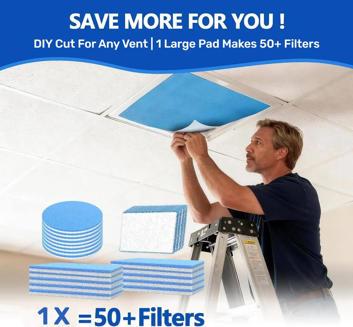 Demiwise Filtro de Ventilación HVAC Cortable MERV 8, Electrostático, 12 x 90 Pulgadas