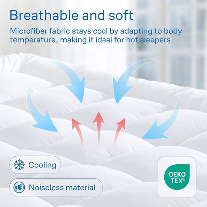 Niagara Sleep Solution Cubrecolchón Individual de Tela cepillada Suave de 39 x 75 Pulgadas, Banda de Anclaje Alternativa Acolchada de 4 Esquinas, Protector elástico mejorador Extra Profundo