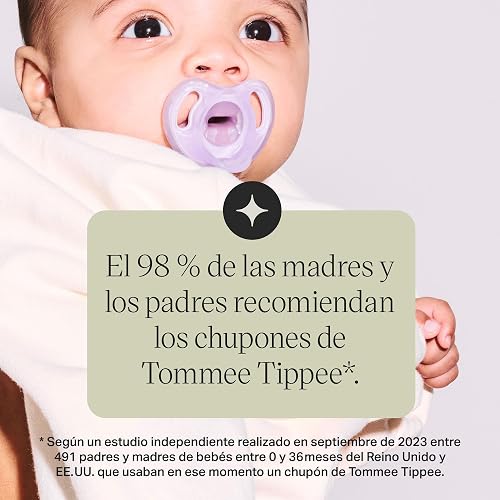 Tommee Tippee Chupón Ultra-Light, 6-18 Meses, Silicona, Paquete de 4 | Diseño Simétrico de Una Pieza, Chupón Libre de BPA, Azul/Verde/Amarillo